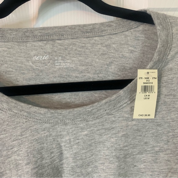 NWT Aerie Grey Tie Back Cropped Tee, size M - Picture 2 of 9
